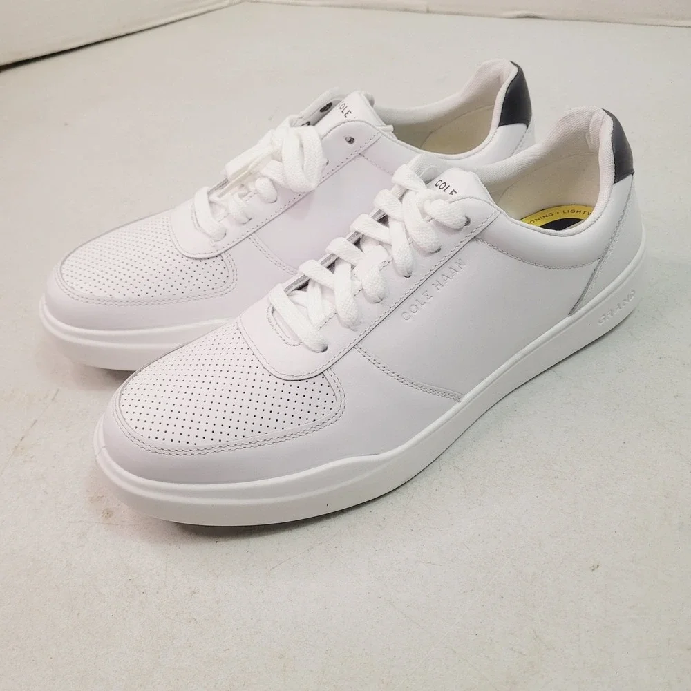 Cole Haan Grand Crosscourt Sneakers Mens 9.5 White Leather Low Top Shoes - Picture 1 of 11
